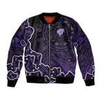 Hobart Hurricanes Cricket Mascot Bomber Jacket Aboriginal Dot Art Purple And Black Tribal Pattern