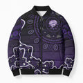 Hobart Hurricanes Cricket Mascot Bomber Puffer Jacket Aboriginal Dot Art Purple And Black Tribal Pattern