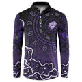 Hobart Hurricanes Cricket Mascot Button Sweatshirt Aboriginal Dot Art Purple And Black Tribal Pattern