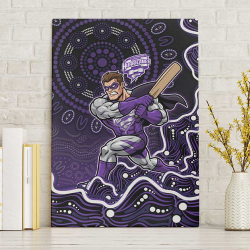 Hobart Hurricanes Cricket Mascot Canvas Wall Art Aboriginal Dot Art Purple And Black Tribal Pattern
