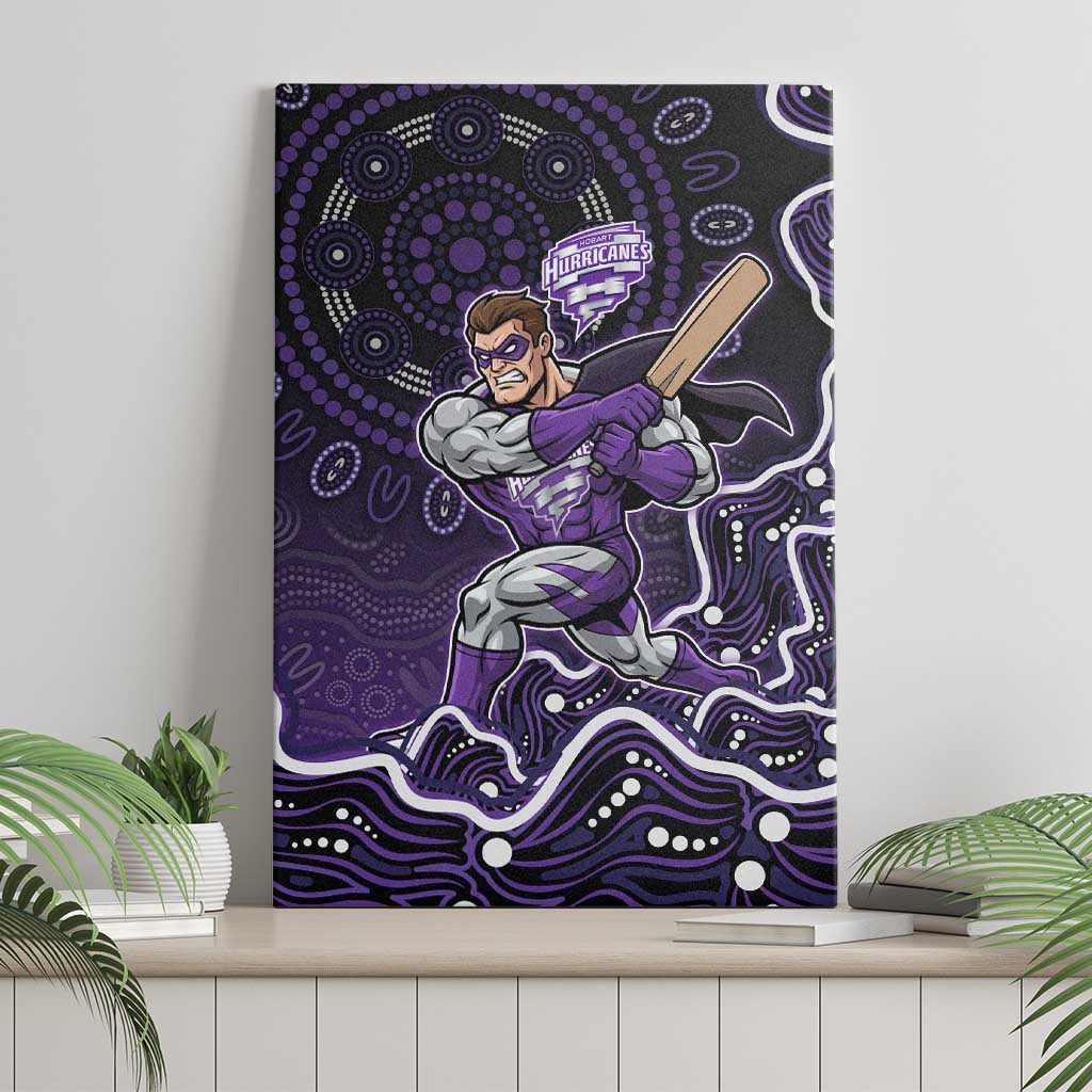 Hobart Hurricanes Cricket Mascot Canvas Wall Art Aboriginal Dot Art Purple And Black Tribal Pattern