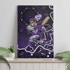 Hobart Hurricanes Cricket Mascot Canvas Wall Art Aboriginal Dot Art Purple And Black Tribal Pattern