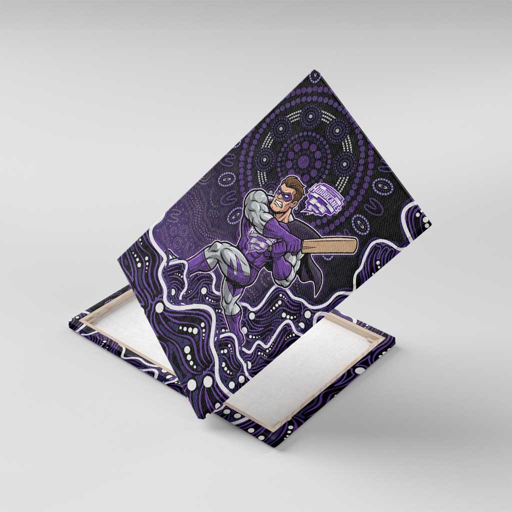 Hobart Hurricanes Cricket Mascot Canvas Wall Art Aboriginal Dot Art Purple And Black Tribal Pattern