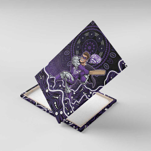 Hobart Hurricanes Cricket Mascot Canvas Wall Art Aboriginal Dot Art Purple And Black Tribal Pattern
