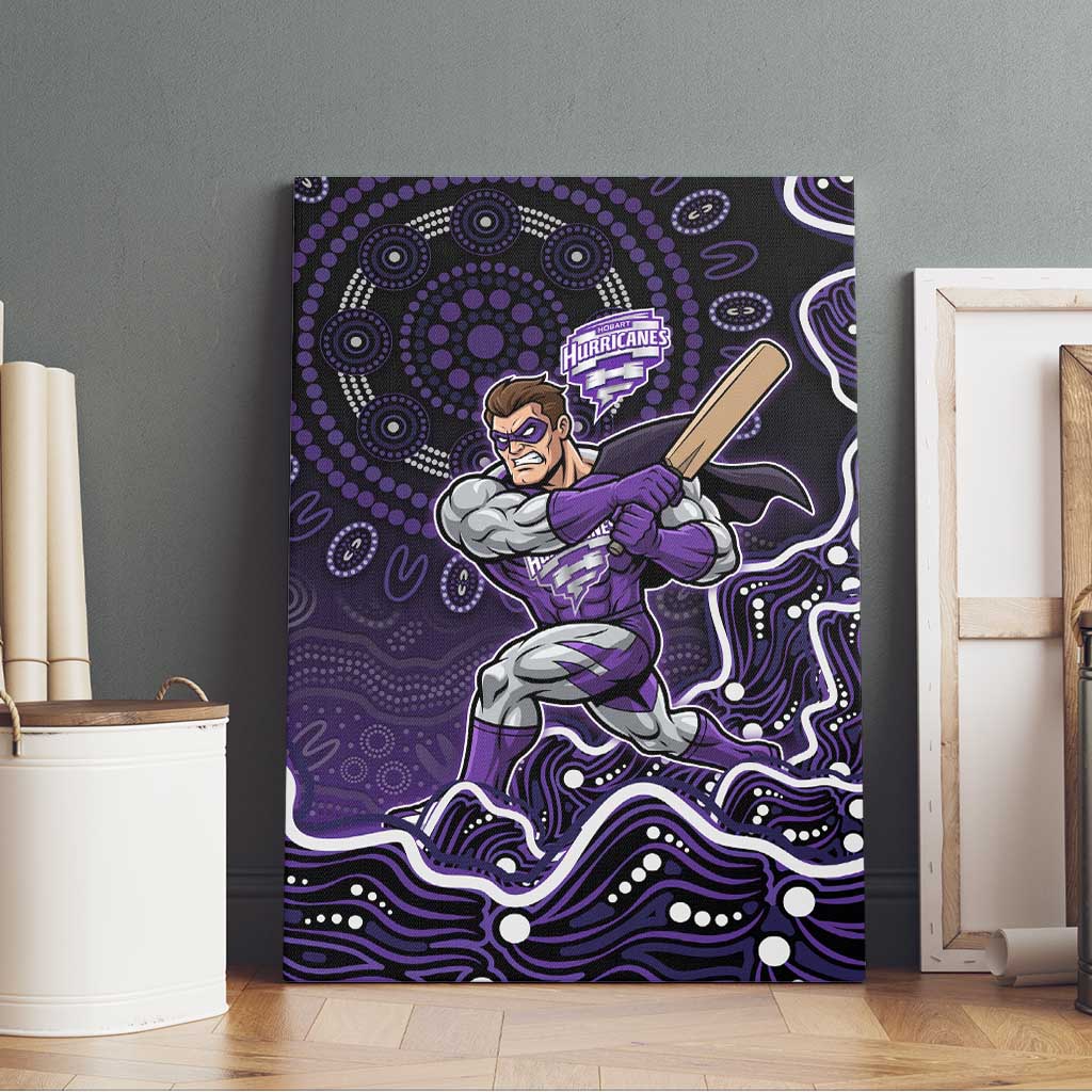 Hobart Hurricanes Cricket Mascot Canvas Wall Art Aboriginal Dot Art Purple And Black Tribal Pattern
