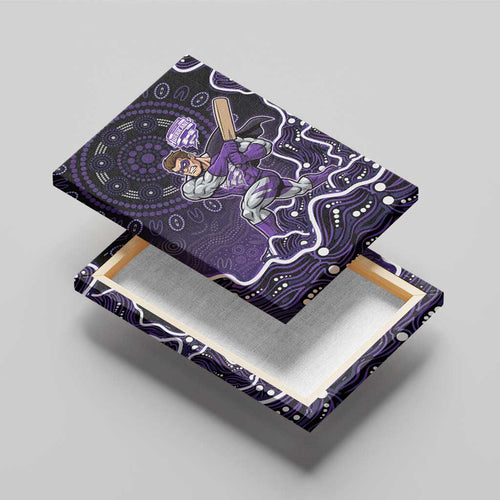 Hobart Hurricanes Cricket Mascot Canvas Wall Art Aboriginal Dot Art Purple And Black Tribal Pattern