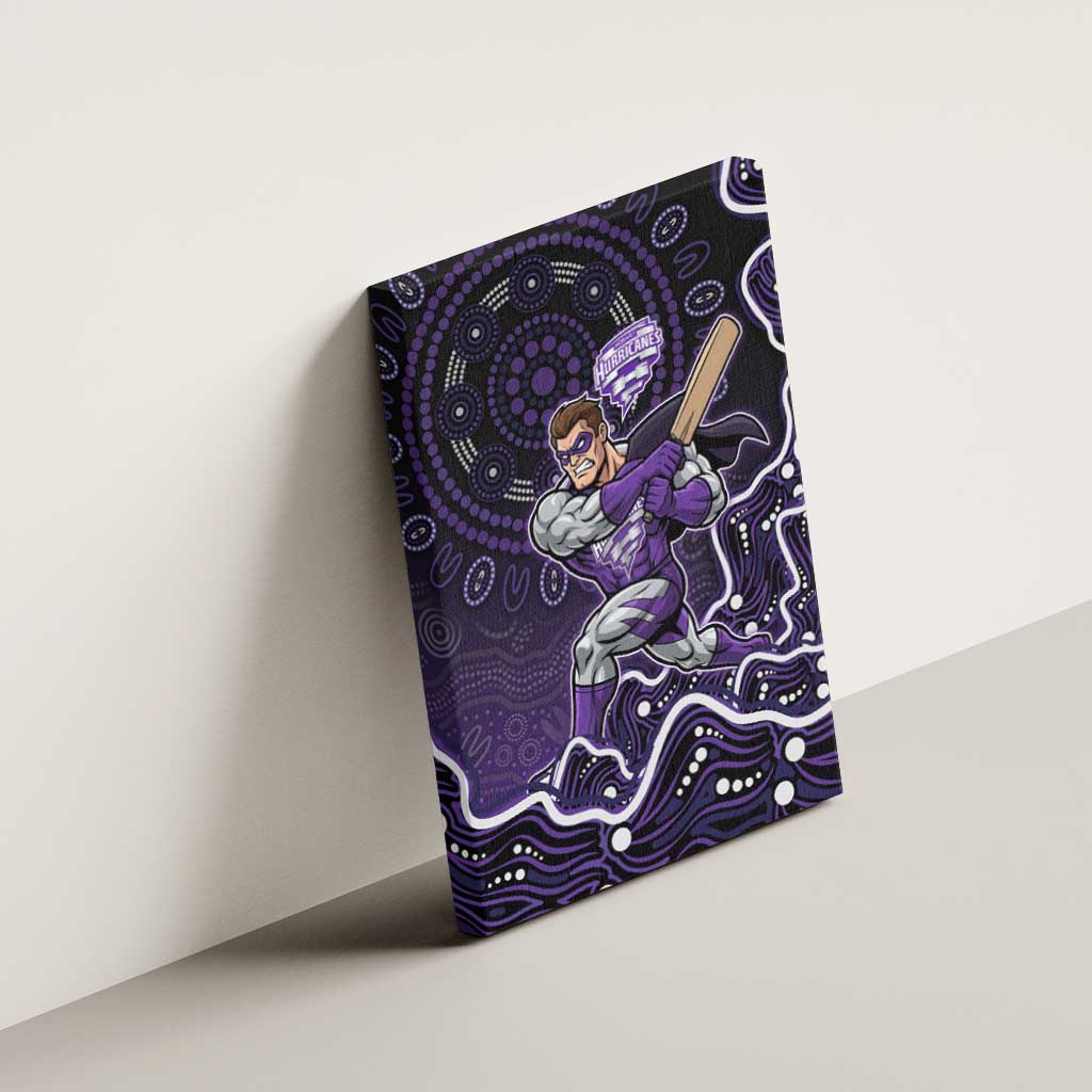 Hobart Hurricanes Cricket Mascot Canvas Wall Art Aboriginal Dot Art Purple And Black Tribal Pattern