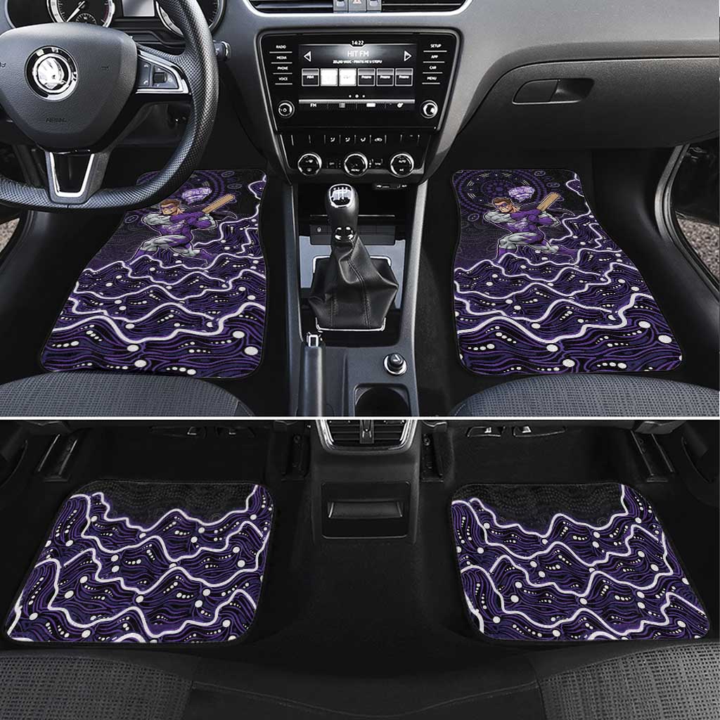 Hobart Hurricanes Cricket Mascot Car Mats Aboriginal Dot Art Purple And Black Tribal Pattern