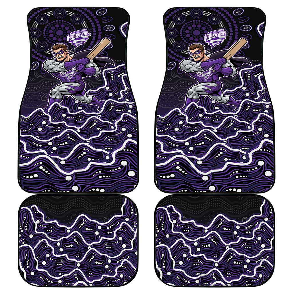 Hobart Hurricanes Cricket Mascot Car Mats Aboriginal Dot Art Purple And Black Tribal Pattern