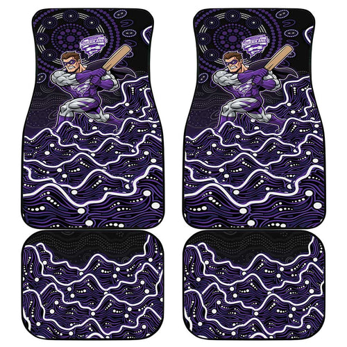 Hobart Hurricanes Cricket Mascot Car Mats Aboriginal Dot Art Purple And Black Tribal Pattern