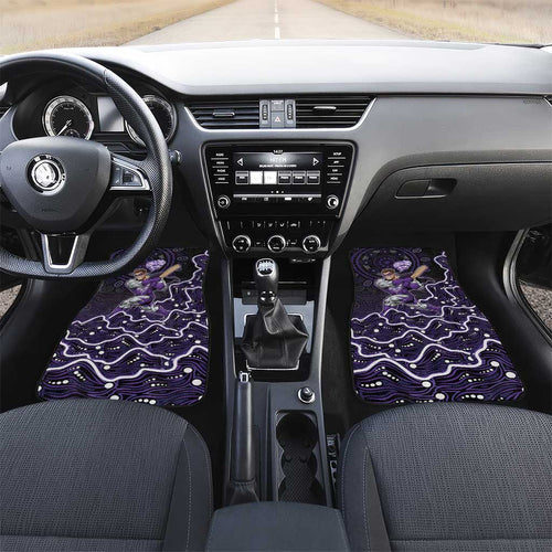 Hobart Hurricanes Cricket Mascot Car Mats Aboriginal Dot Art Purple And Black Tribal Pattern