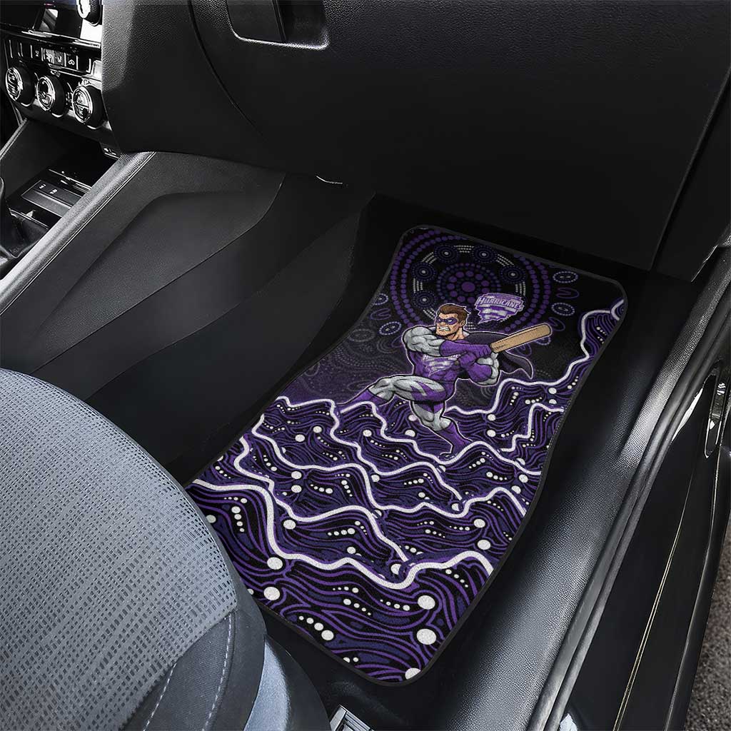 Hobart Hurricanes Cricket Mascot Car Mats Aboriginal Dot Art Purple And Black Tribal Pattern