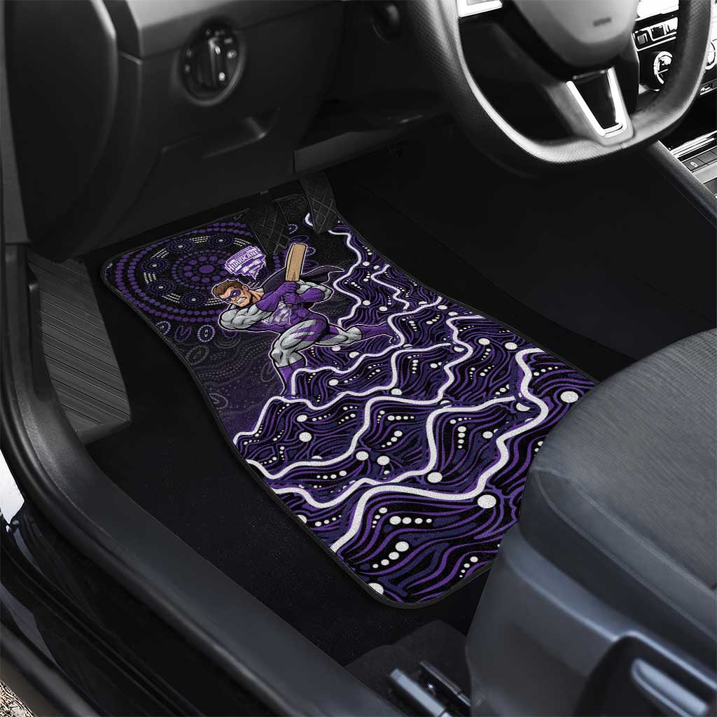 Hobart Hurricanes Cricket Mascot Car Mats Aboriginal Dot Art Purple And Black Tribal Pattern