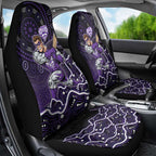 Hobart Hurricanes Cricket Mascot Car Seat Cover Aboriginal Dot Art Purple And Black Tribal Pattern