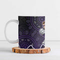 Hobart Hurricanes Cricket Mascot Ceramic Mug Aboriginal Dot Art Purple And Black Tribal Pattern