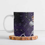 Hobart Hurricanes Cricket Mascot Ceramic Mug Aboriginal Dot Art Purple And Black Tribal Pattern