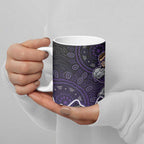 Hobart Hurricanes Cricket Mascot Ceramic Mug Aboriginal Dot Art Purple And Black Tribal Pattern