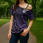 Hobart Hurricanes Cricket Mascot Cross Shoulder Shirt Aboriginal Dot Art Purple And Black Tribal Pattern