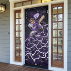 Hobart Hurricanes Cricket Mascot Door Cover Aboriginal Dot Art Purple And Black Tribal Pattern