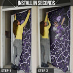 Hobart Hurricanes Cricket Mascot Door Cover Aboriginal Dot Art Purple And Black Tribal Pattern