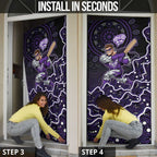 Hobart Hurricanes Cricket Mascot Door Cover Aboriginal Dot Art Purple And Black Tribal Pattern