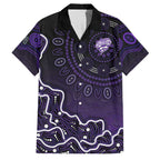 Hobart Hurricanes Cricket Mascot Family Matching Puletasi and Hawaiian Shirt Aboriginal Dot Art Purple And Black Tribal Pattern