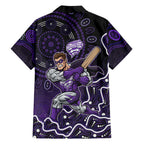 Hobart Hurricanes Cricket Mascot Family Matching Puletasi and Hawaiian Shirt Aboriginal Dot Art Purple And Black Tribal Pattern