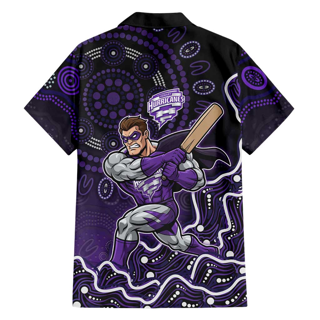 Hobart Hurricanes Cricket Mascot Family Matching Short Sleeve Bodycon Dress and Hawaiian Shirt Aboriginal Dot Art Purple And Black Tribal Pattern