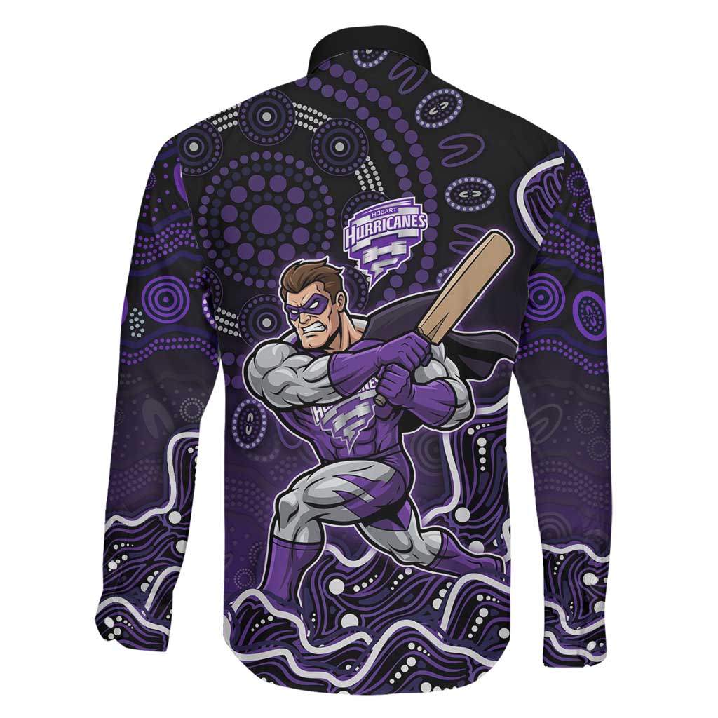 Hobart Hurricanes Cricket Mascot Family Matching Short Sleeve Bodycon Dress and Hawaiian Shirt Aboriginal Dot Art Purple And Black Tribal Pattern