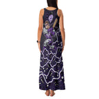 Hobart Hurricanes Cricket Mascot Family Matching Tank Maxi Dress and Hawaiian Shirt Aboriginal Dot Art Purple And Black Tribal Pattern