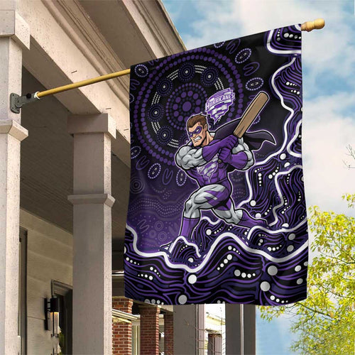 Hobart Hurricanes Cricket Mascot Garden Flag Aboriginal Dot Art Purple And Black Tribal Pattern