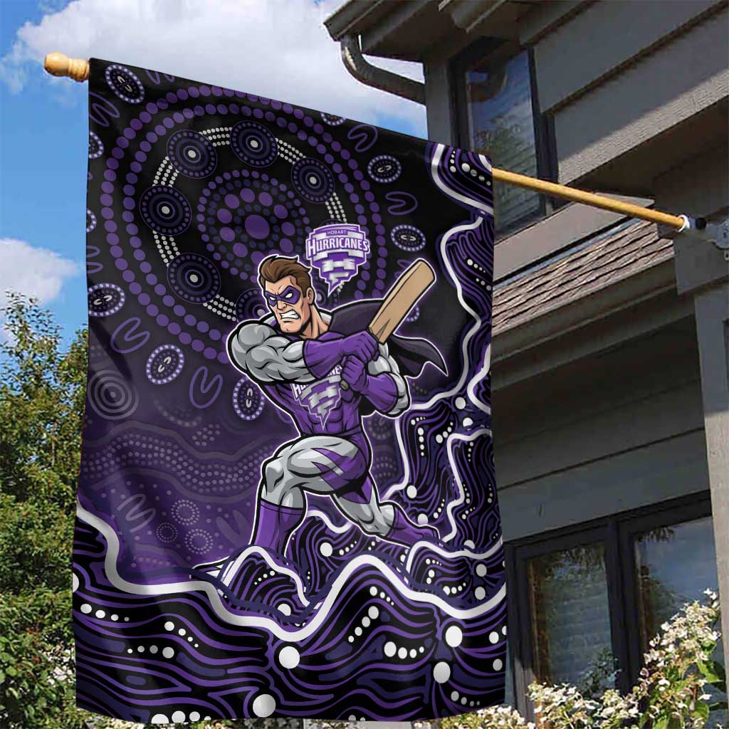 Hobart Hurricanes Cricket Mascot Garden Flag Aboriginal Dot Art Purple And Black Tribal Pattern