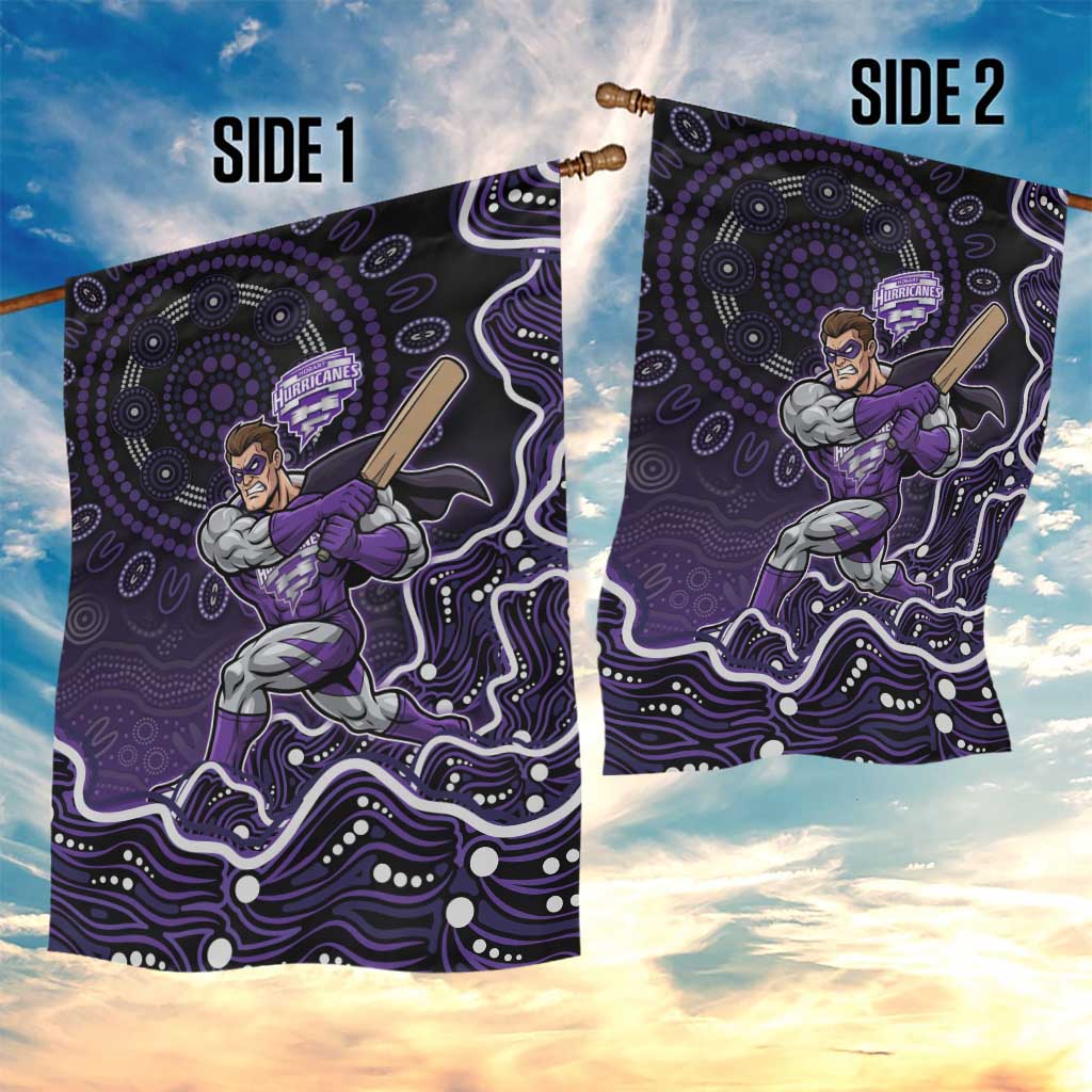Hobart Hurricanes Cricket Mascot Garden Flag Aboriginal Dot Art Purple And Black Tribal Pattern