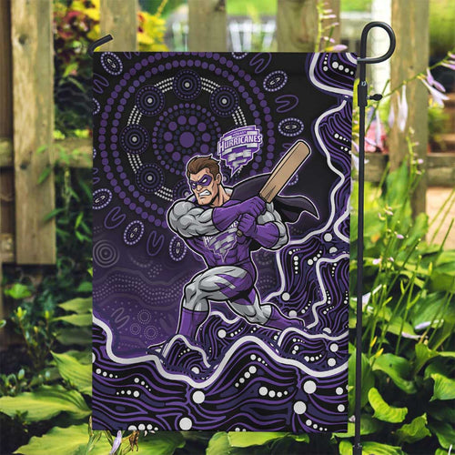 Hobart Hurricanes Cricket Mascot Garden Flag Aboriginal Dot Art Purple And Black Tribal Pattern