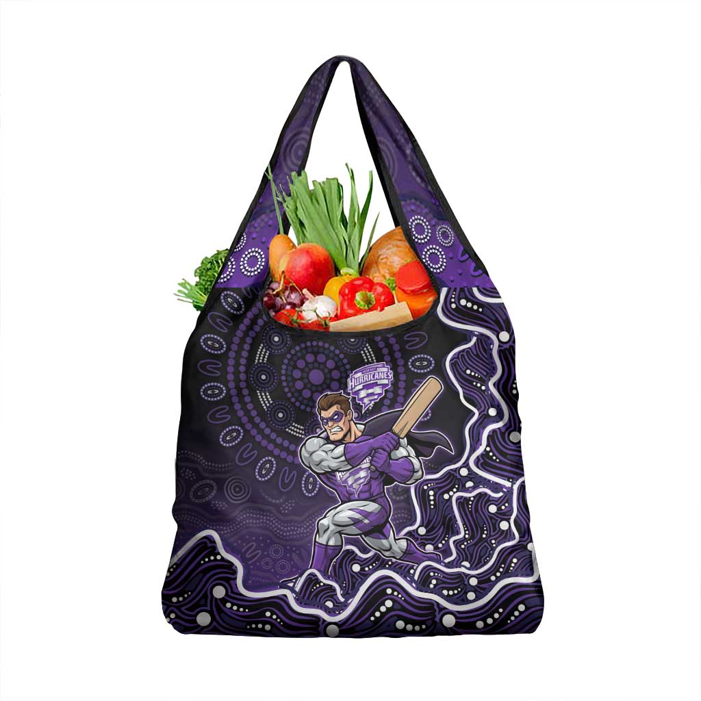 Hobart Hurricanes Cricket Mascot Grocery Bag Aboriginal Dot Art Purple And Black Tribal Pattern