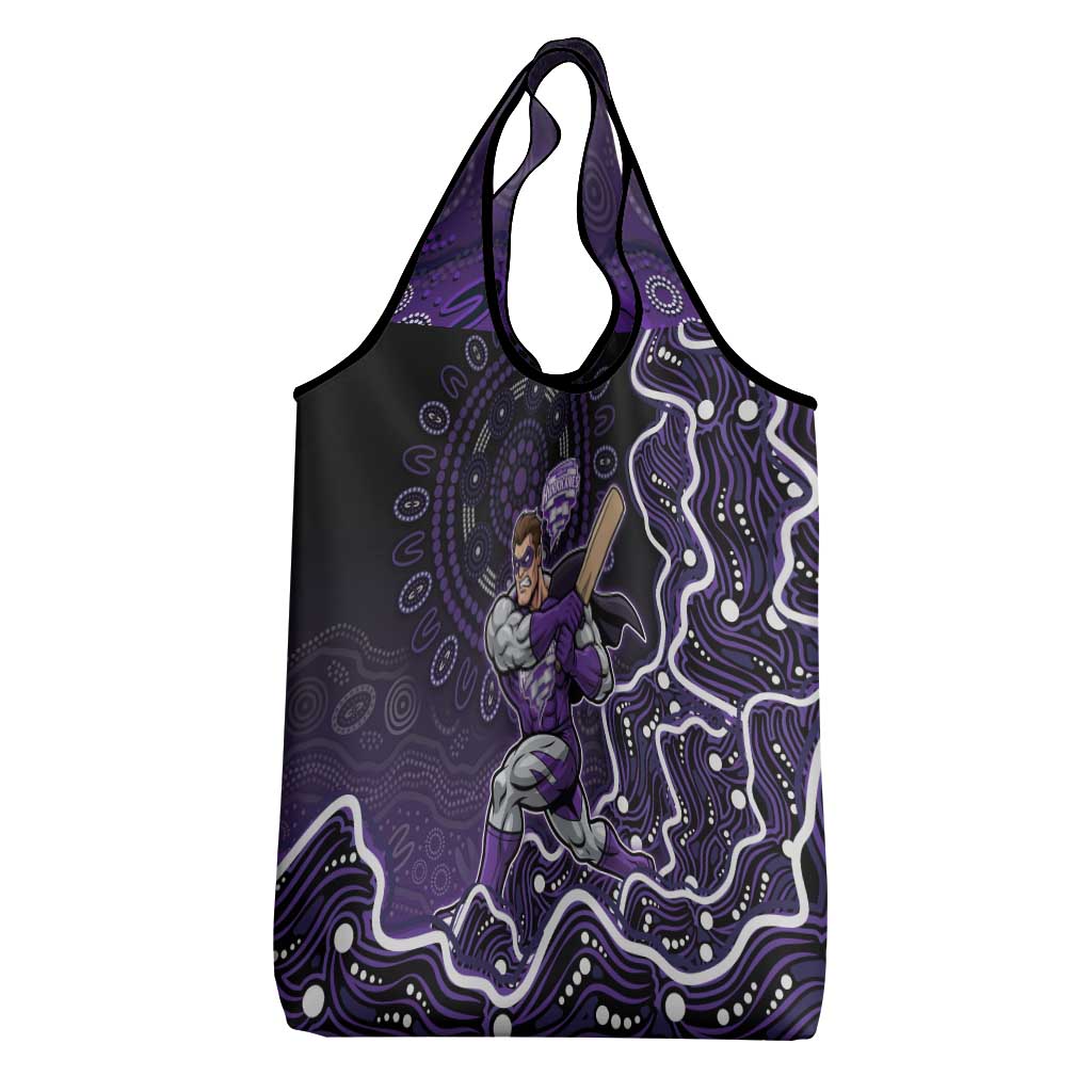 Hobart Hurricanes Cricket Mascot Grocery Bag Aboriginal Dot Art Purple And Black Tribal Pattern