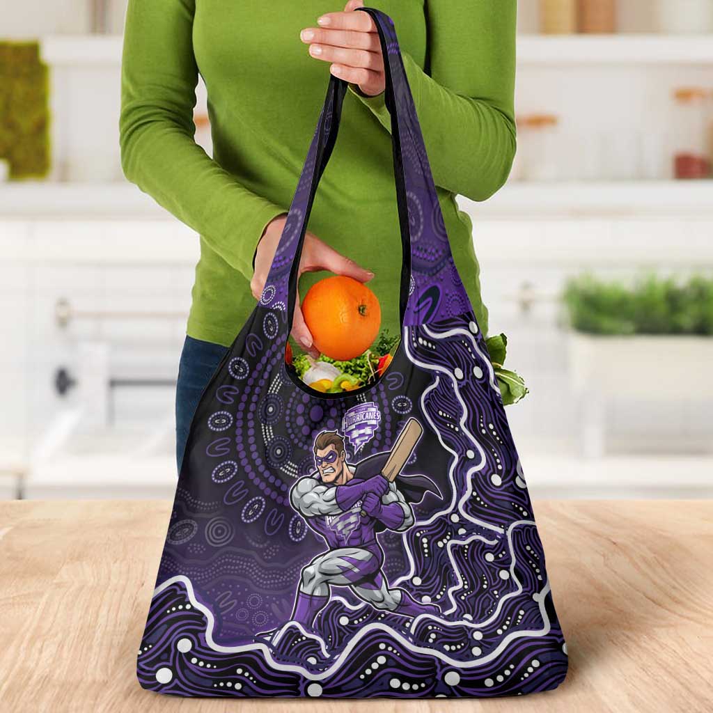 Hobart Hurricanes Cricket Mascot Grocery Bag Aboriginal Dot Art Purple And Black Tribal Pattern