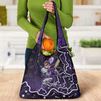 Hobart Hurricanes Cricket Mascot Grocery Bag Aboriginal Dot Art Purple And Black Tribal Pattern