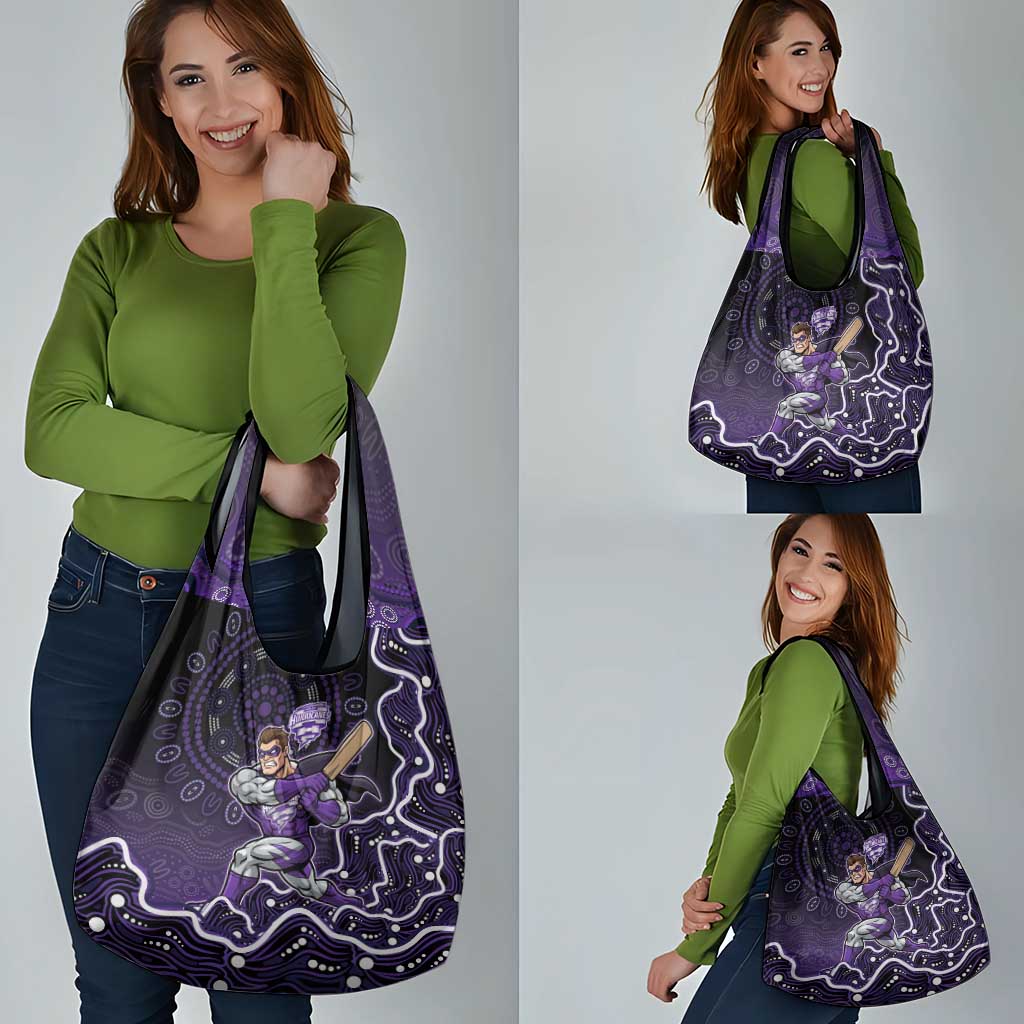 Hobart Hurricanes Cricket Mascot Grocery Bag Aboriginal Dot Art Purple And Black Tribal Pattern