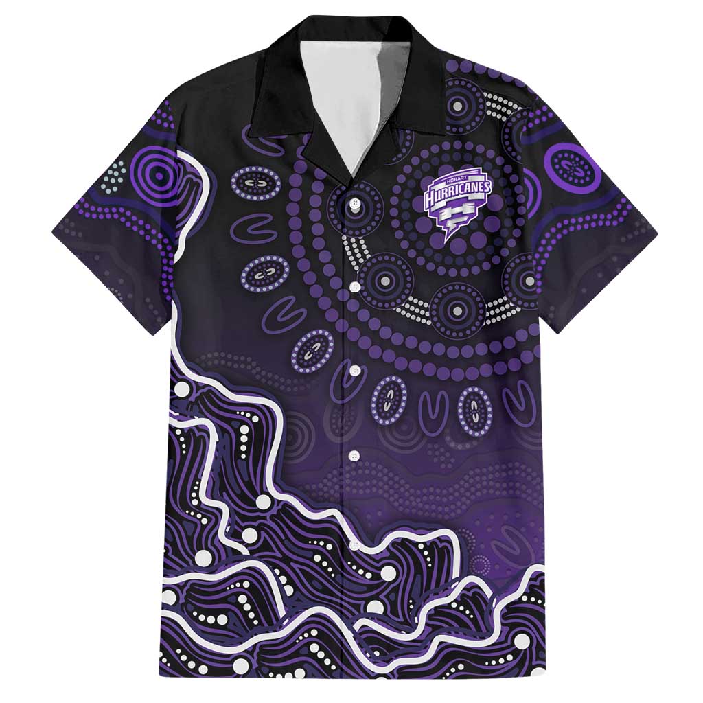 Hobart Hurricanes Cricket Mascot Hawaiian Shirt Aboriginal Dot Art Purple And Black Tribal Pattern