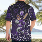 Hobart Hurricanes Cricket Mascot Hawaiian Shirt Aboriginal Dot Art Purple And Black Tribal Pattern