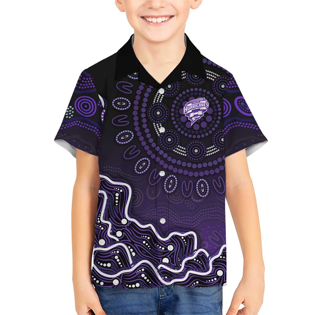 Hobart Hurricanes Cricket Mascot Hawaiian Shirt Aboriginal Dot Art Purple And Black Tribal Pattern