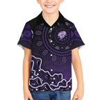 Hobart Hurricanes Cricket Mascot Hawaiian Shirt Aboriginal Dot Art Purple And Black Tribal Pattern