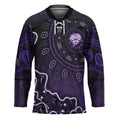 Hobart Hurricanes Cricket Mascot Hockey Jersey Aboriginal Dot Art Purple And Black Tribal Pattern