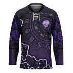 Hobart Hurricanes Cricket Mascot Hockey Jersey Aboriginal Dot Art Purple And Black Tribal Pattern