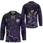 Hobart Hurricanes Cricket Mascot Hockey Jersey Aboriginal Dot Art Purple And Black Tribal Pattern