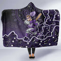 Hobart Hurricanes Cricket Mascot Hooded Blanket Aboriginal Dot Art Purple And Black Tribal Pattern
