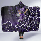 Hobart Hurricanes Cricket Mascot Hooded Blanket Aboriginal Dot Art Purple And Black Tribal Pattern