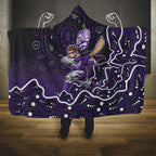Hobart Hurricanes Cricket Mascot Hooded Blanket Aboriginal Dot Art Purple And Black Tribal Pattern