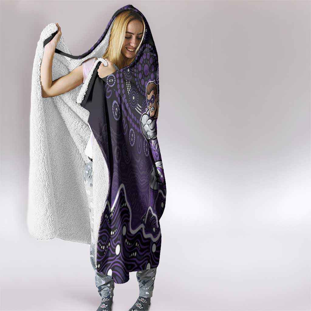 Hobart Hurricanes Cricket Mascot Hooded Blanket Aboriginal Dot Art Purple And Black Tribal Pattern